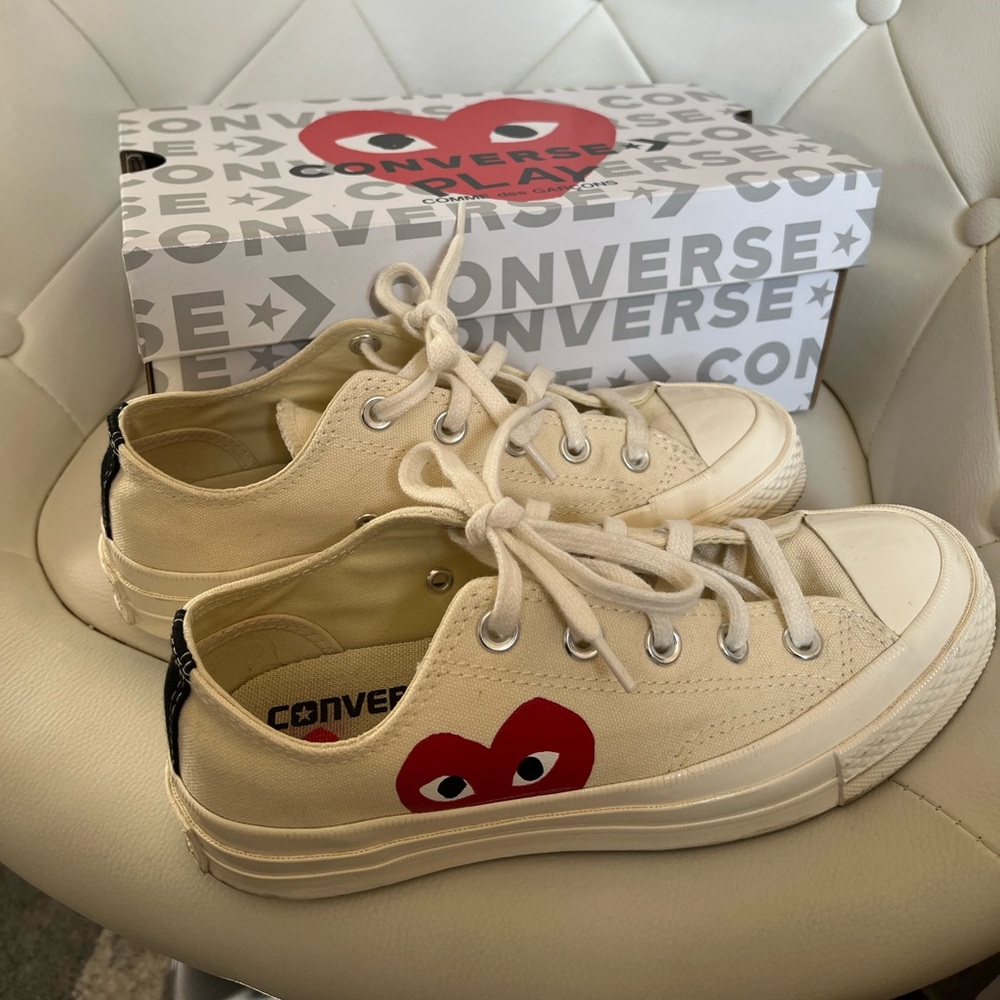 CDG Single Heart White Low Converse